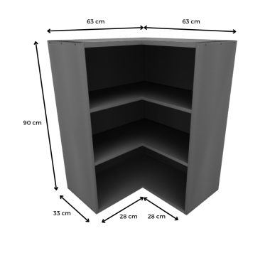 MÓDULO RINCONERO EN ELE (ALUMINIO): 63x90x33cm