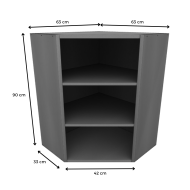 MÓDULO RINCONERO CHAFLAN (ALUMINIO): 63x90x33cm