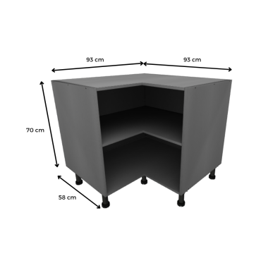 MÓDULO RINCONERO EN ELE (ALUMINIO): 93x70x58cm